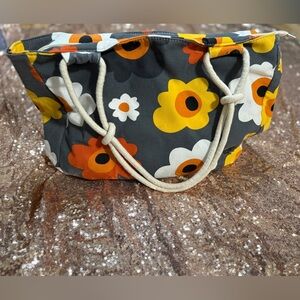 Floral Tote Bag - Gray, Orange, Yellow, White